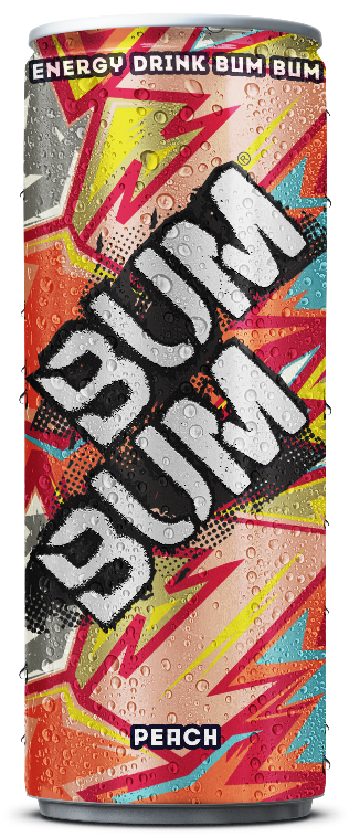 BUM BUM Energy Drink Peach can