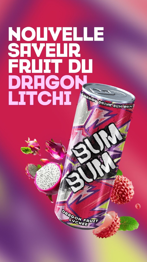Nouvelle saveur BUM BUM Energy Drink Dragon Fruit Lychee
